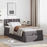 Ottoman bed frame with gray mattress 100x200 cm faux leather