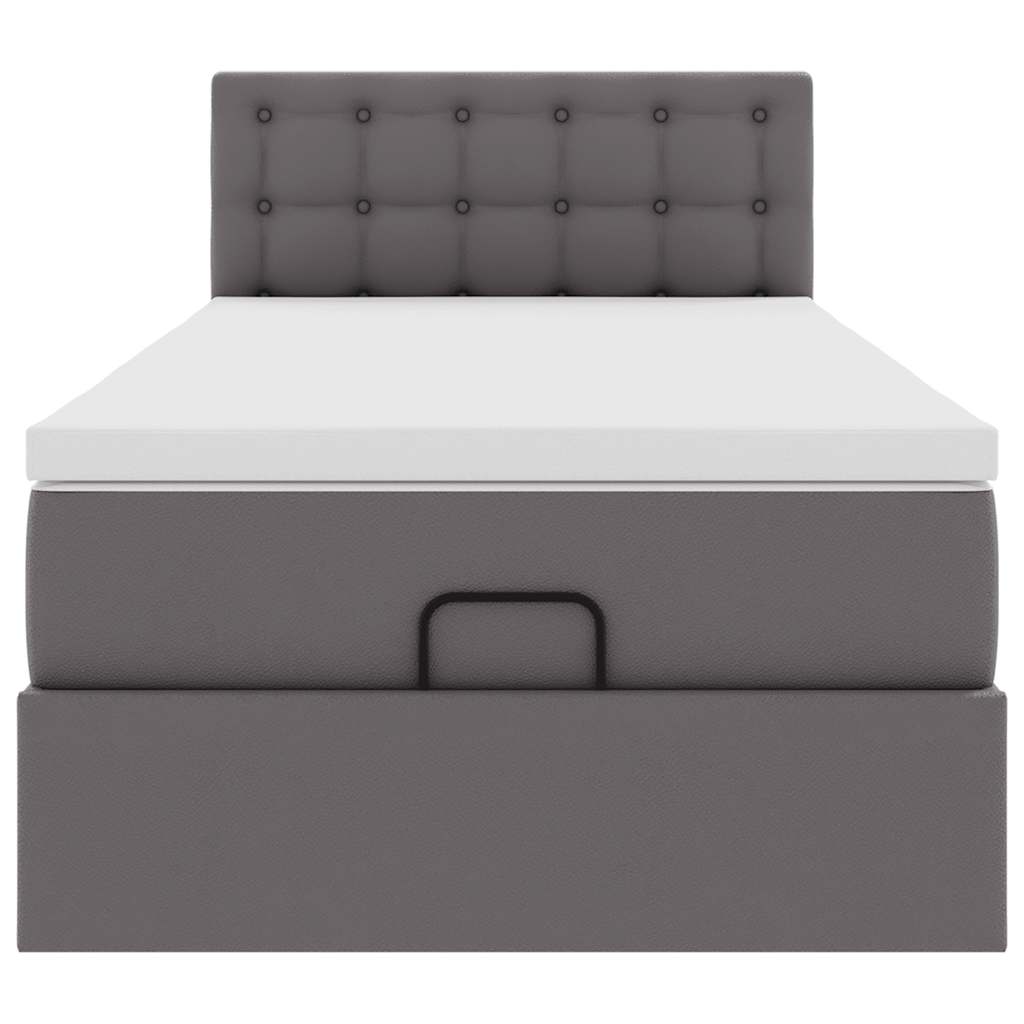 Cadre de lit ottoman avec matelas gris 100x200 cm similicuir