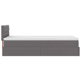 Ottoman bed frame with gray mattress 100x200 cm faux leather