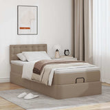 Cadre de lit ottoman et matelas cappuccino 100x200cm similicuir