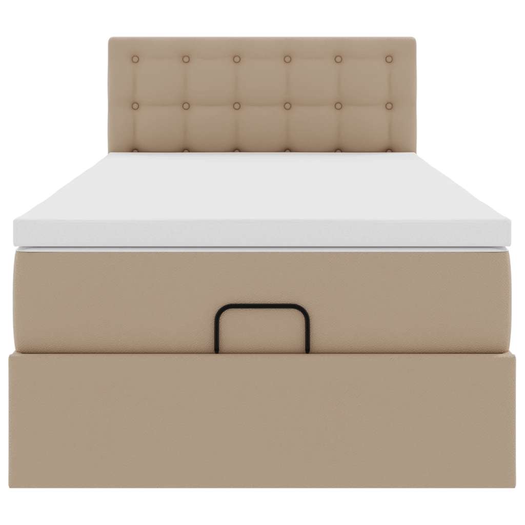 Cadre de lit ottoman et matelas cappuccino 100x200cm similicuir