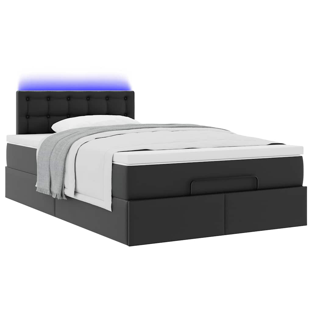 Cadre de lit ottoman avec matelas noir 120x190 cm similicuir