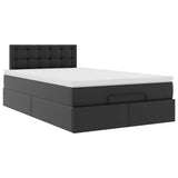 Cadre de lit ottoman avec matelas noir 120x190 cm similicuir