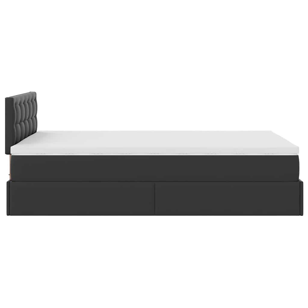 Cadre de lit ottoman avec matelas noir 120x190 cm similicuir