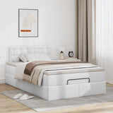 Cadre de lit ottoman et matelas blanc pur 120x190cm similicuir