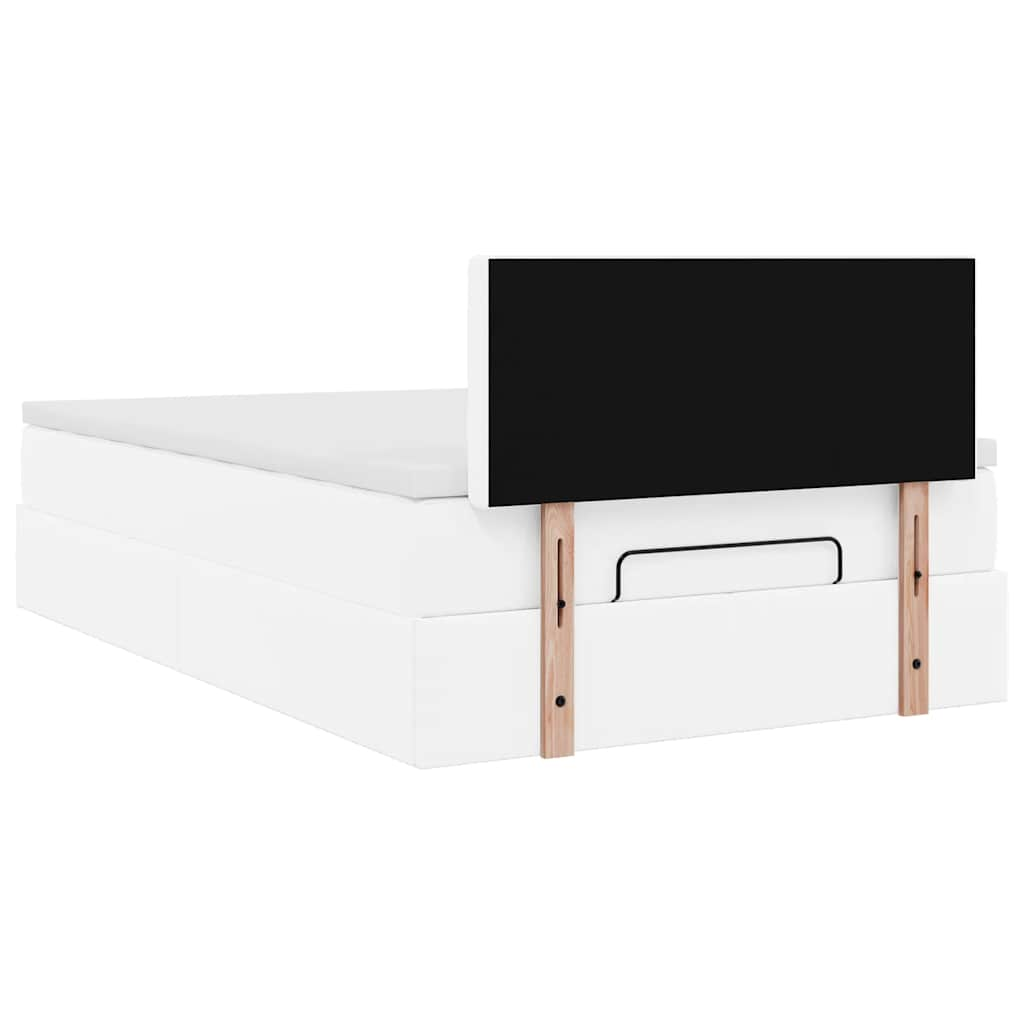 Cadre de lit ottoman et matelas blanc pur 120x190cm similicuir