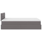 Cadre de lit ottoman avec matelas gris 120x190 cm similicuir