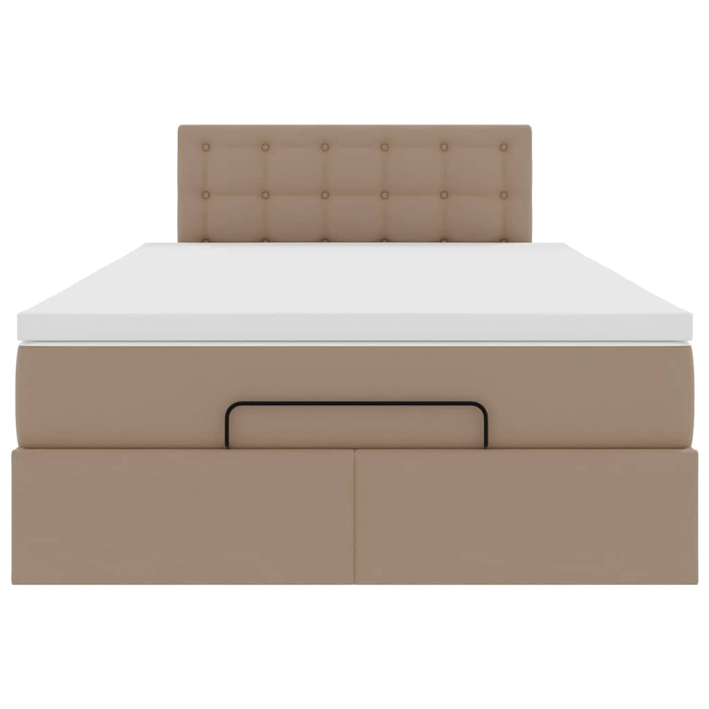 Cadre de lit ottoman et matelas cappuccino 120x190cm similicuir