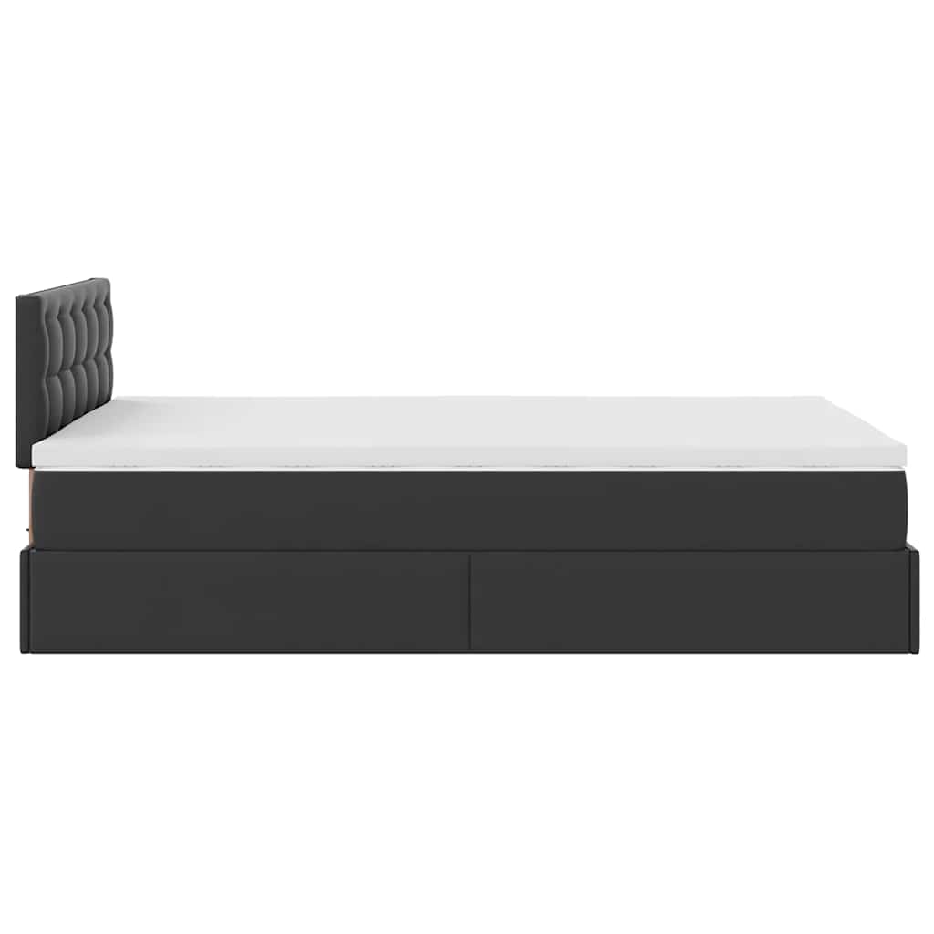 Cadre de lit ottoman avec matelas noir 120x200 cm similicuir