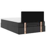 Cadre de lit ottoman avec matelas noir 120x200 cm similicuir