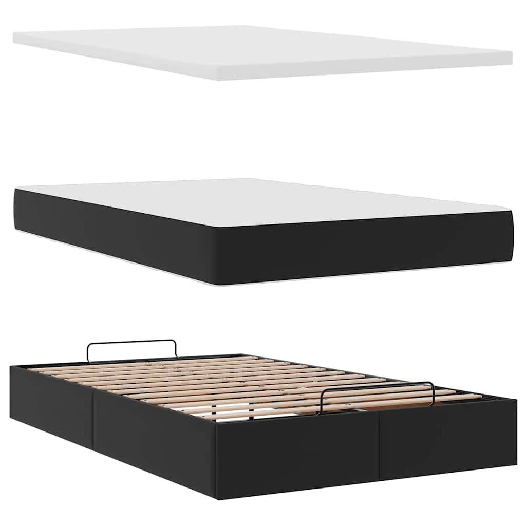 Cadre de lit ottoman avec matelas noir 120x200 cm similicuir