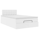 Cadre de lit ottoman et matelas blanc pur 120x200 cm similicuir