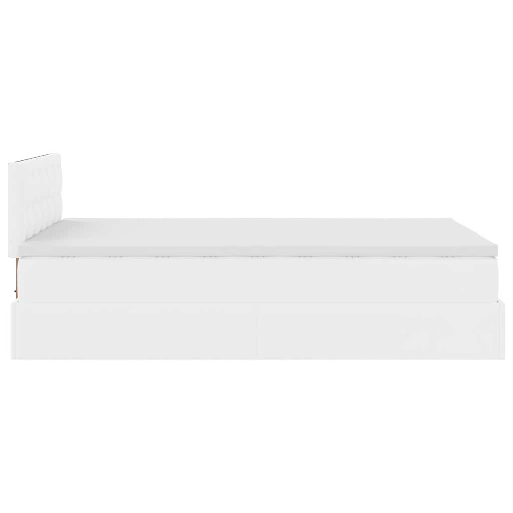 Cadre de lit ottoman et matelas blanc pur 120x200 cm similicuir