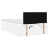 Cadre de lit ottoman et matelas blanc pur 120x200 cm similicuir