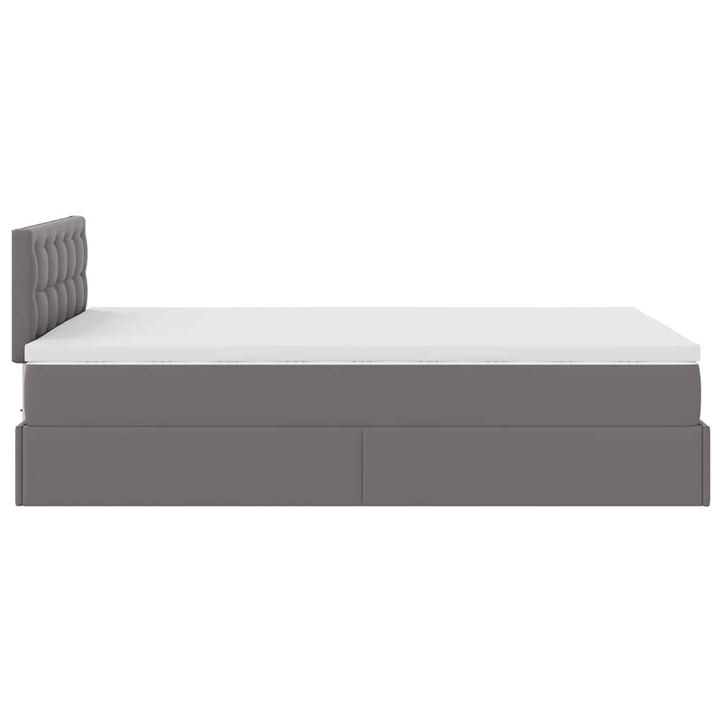 Cadre de lit ottoman avec matelas gris 120x200 cm similicuir