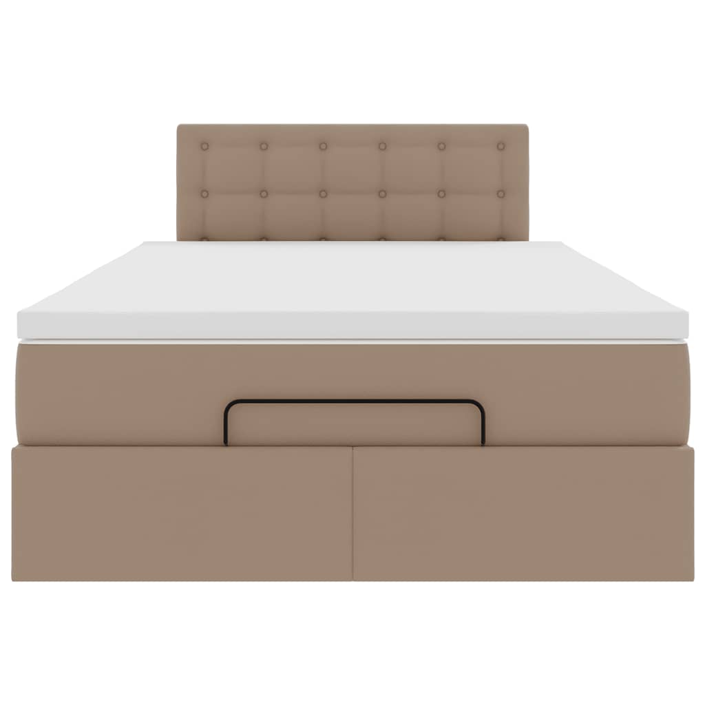 Cadre de lit ottoman et matelas cappuccino 120x200cm similicuir