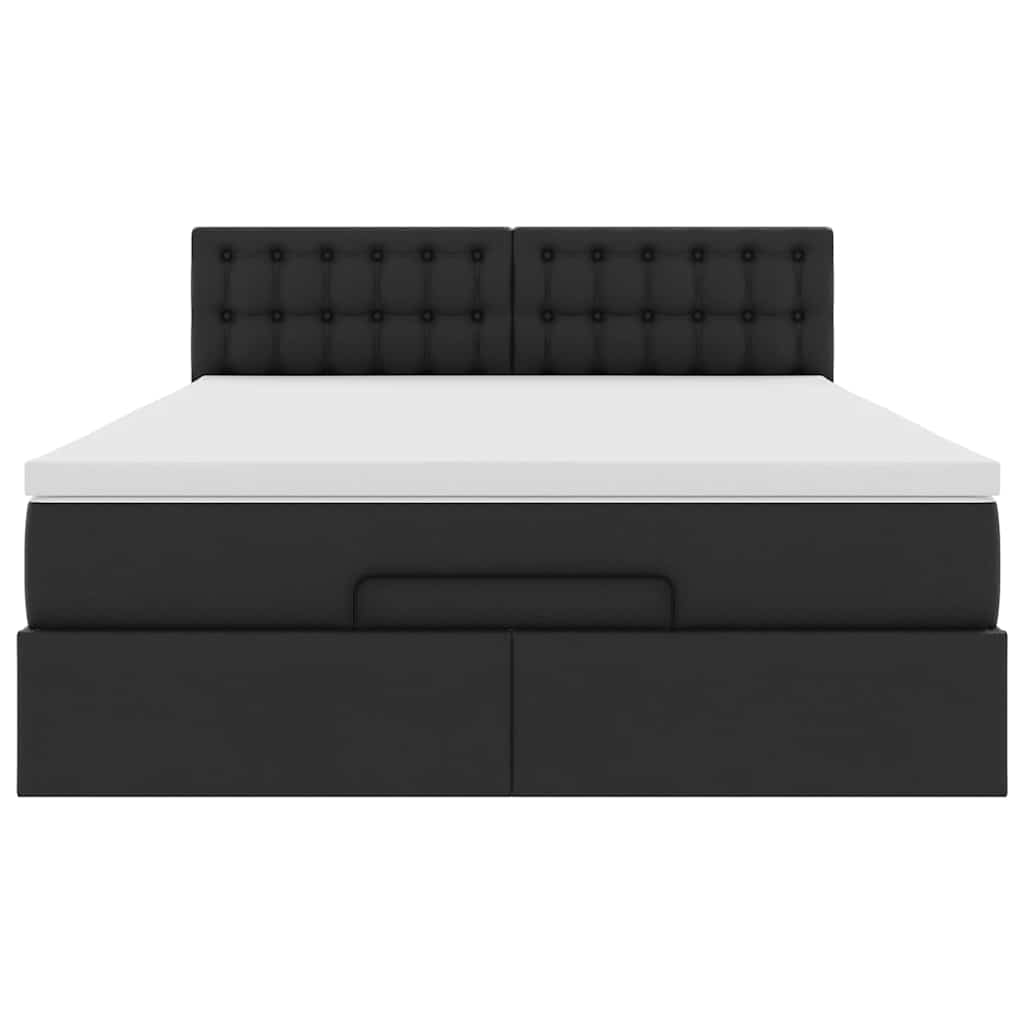 Cadre de lit ottoman avec matelas noir 140x190 cm similicuir