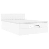 Cadre de lit ottoman et matelas blanc pur 140x190 cm similicuir