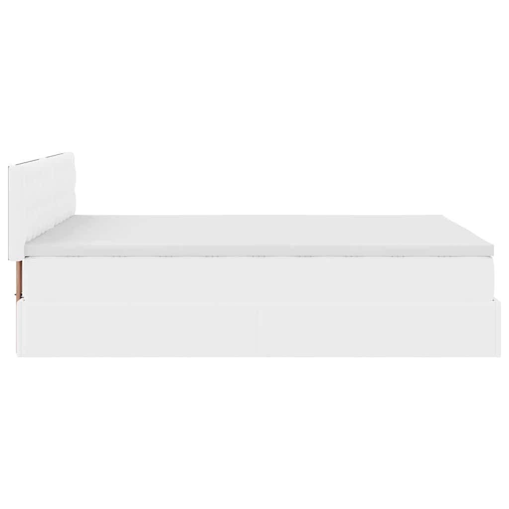 Cadre de lit ottoman et matelas blanc pur 140x190 cm similicuir