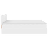 Cadre de lit ottoman et matelas blanc pur 140x190 cm similicuir