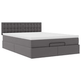 Cadre de lit ottoman avec matelas gris 140x190 cm similicuir