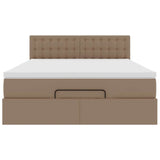 Cadre de lit ottoman et matelas cappuccino 140x190cm similicuir