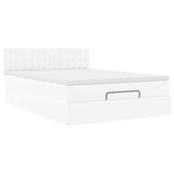 Cadre de lit ottoman et matelas blanc pur 140x200cm similicuir