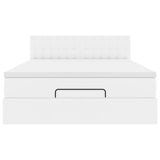 Cadre de lit ottoman et matelas blanc pur 140x200cm similicuir