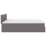 Cadre de lit ottoman avec matelas gris 140x200 cm similicuir