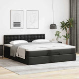 Cadre de lit ottoman avec matelas noir 160x200 cm similicuir