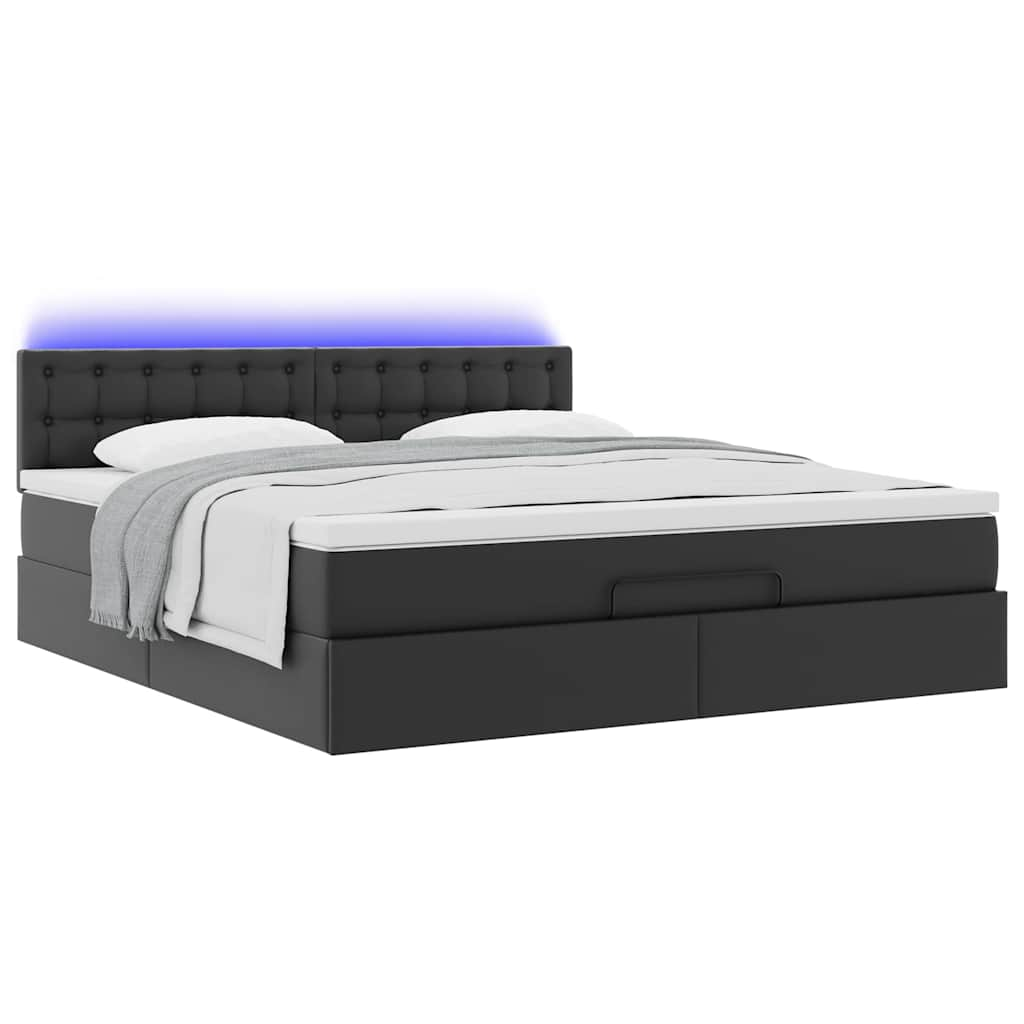 Cadre de lit ottoman avec matelas noir 160x200 cm similicuir