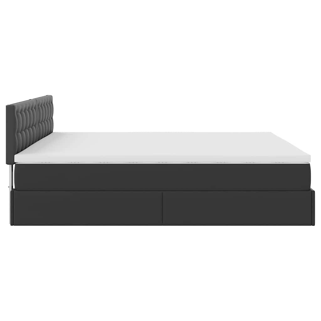 Cadre de lit ottoman avec matelas noir 160x200 cm similicuir