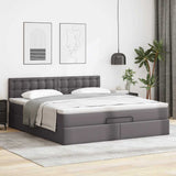 Cadre de lit ottoman avec matelas gris 160x200 cm similicuir