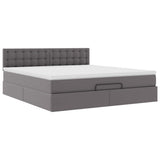 Cadre de lit ottoman avec matelas gris 160x200 cm similicuir