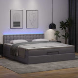 Cadre de lit ottoman avec matelas gris 160x200 cm similicuir