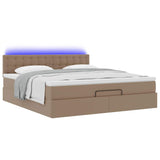 Cadre de lit ottoman et matelas cappuccino 160x200cm similicuir