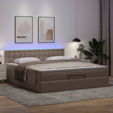 Cadre de lit ottoman et matelas cappuccino 160x200cm similicuir