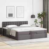 Cadre de lit ottoman avec matelas gris 180x200 cm similicuir