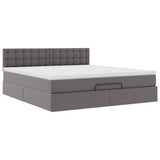 Cadre de lit ottoman avec matelas gris 180x200 cm similicuir