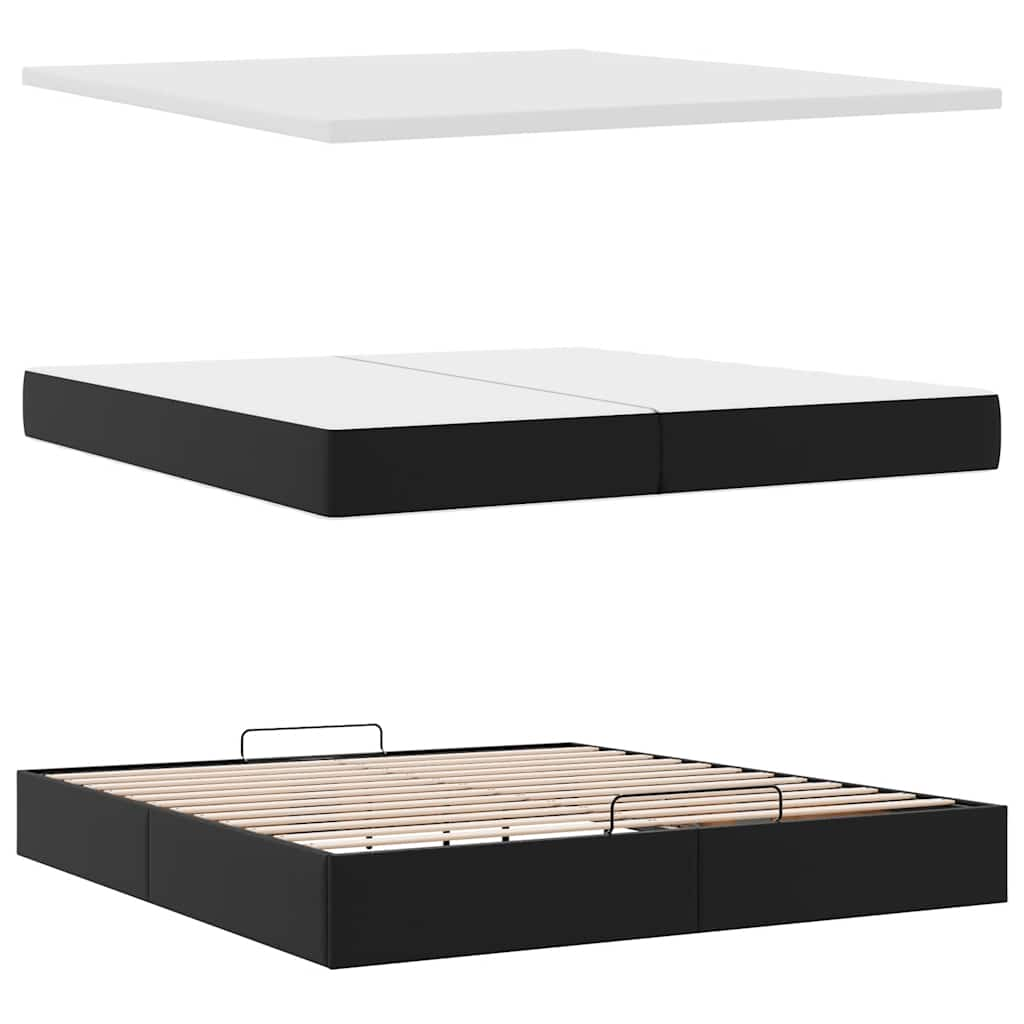 Cadre de lit ottoman avec matelas noir 200x200 cm similicuir