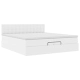 Cadre de lit ottoman et matelas blanc pur 200x200cm similicuir