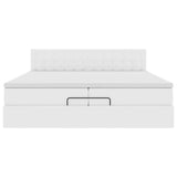 Cadre de lit ottoman et matelas blanc pur 200x200cm similicuir