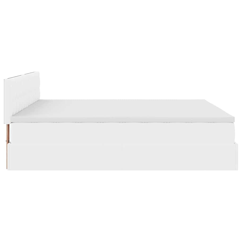 Cadre de lit ottoman et matelas blanc pur 200x200cm similicuir