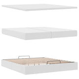 Cadre de lit ottoman et matelas blanc pur 200x200cm similicuir