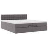 Cadre de lit ottoman avec matelas gris 200x200 cm similicuir