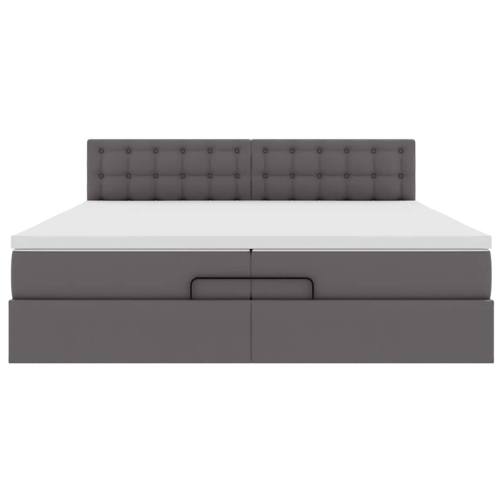 Cadre de lit ottoman avec matelas gris 200x200 cm similicuir