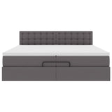 Cadre de lit ottoman avec matelas gris 200x200 cm similicuir