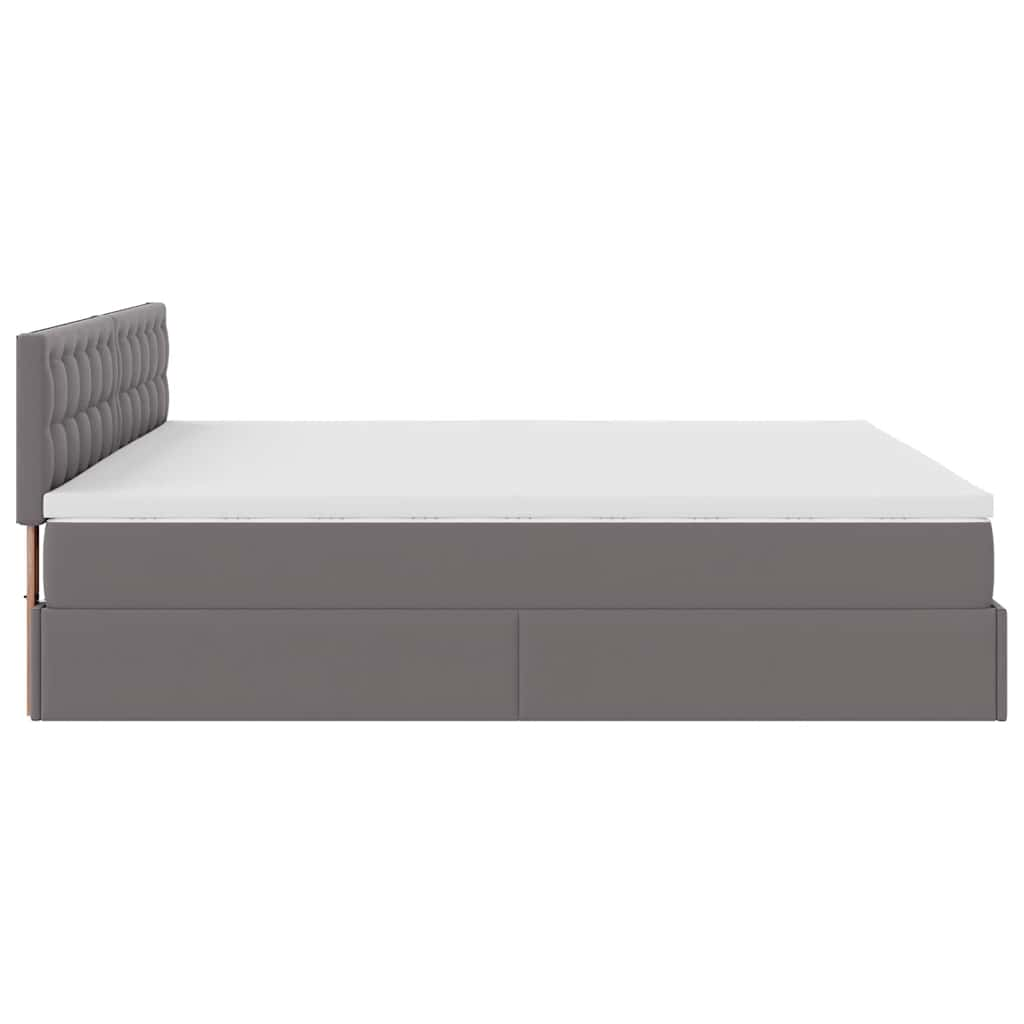 Cadre de lit ottoman avec matelas gris 200x200 cm similicuir