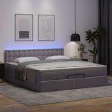 Cadre de lit ottoman avec matelas gris 200x200 cm similicuir