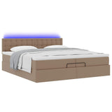 Cadre de lit ottoman et matelas cappuccino 200x200cm similicuir